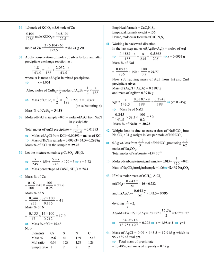 Mole Concept Hints & Solutions - Page 5