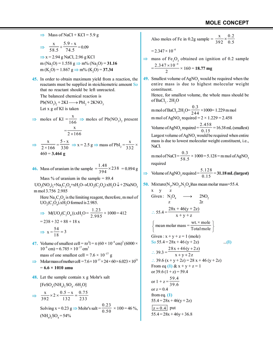 Mole Concept Hints & Solutions - Page 6
