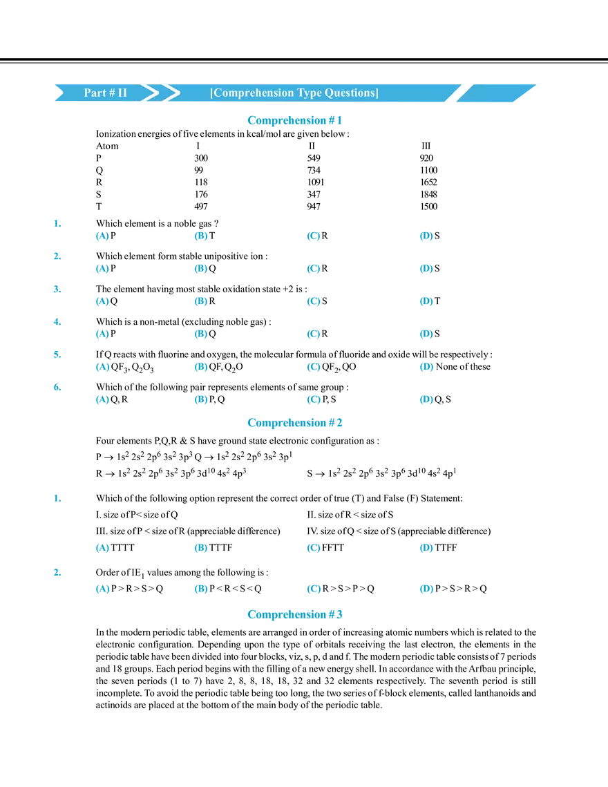 Periodic Table and Its Properties Exercise # 3 - Page 2
