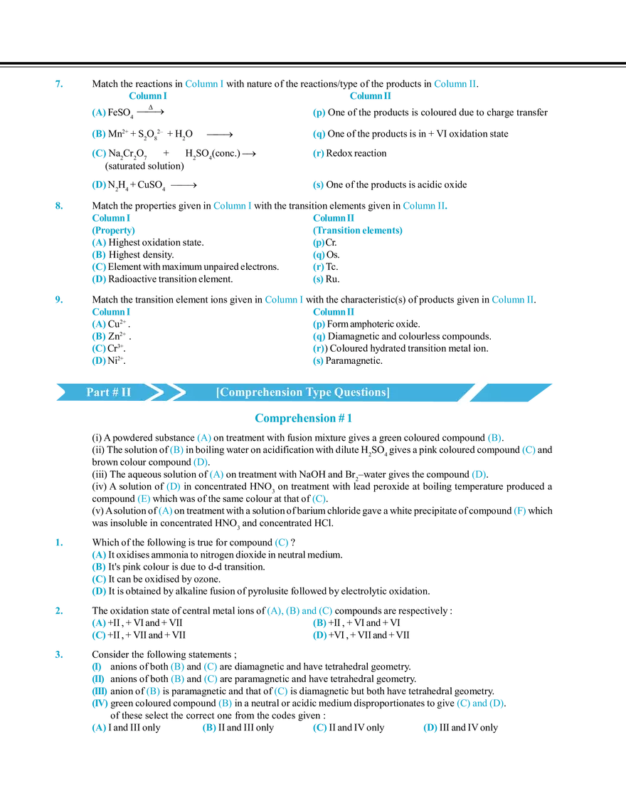 Transition Elements Exercise # 3 - Page 2