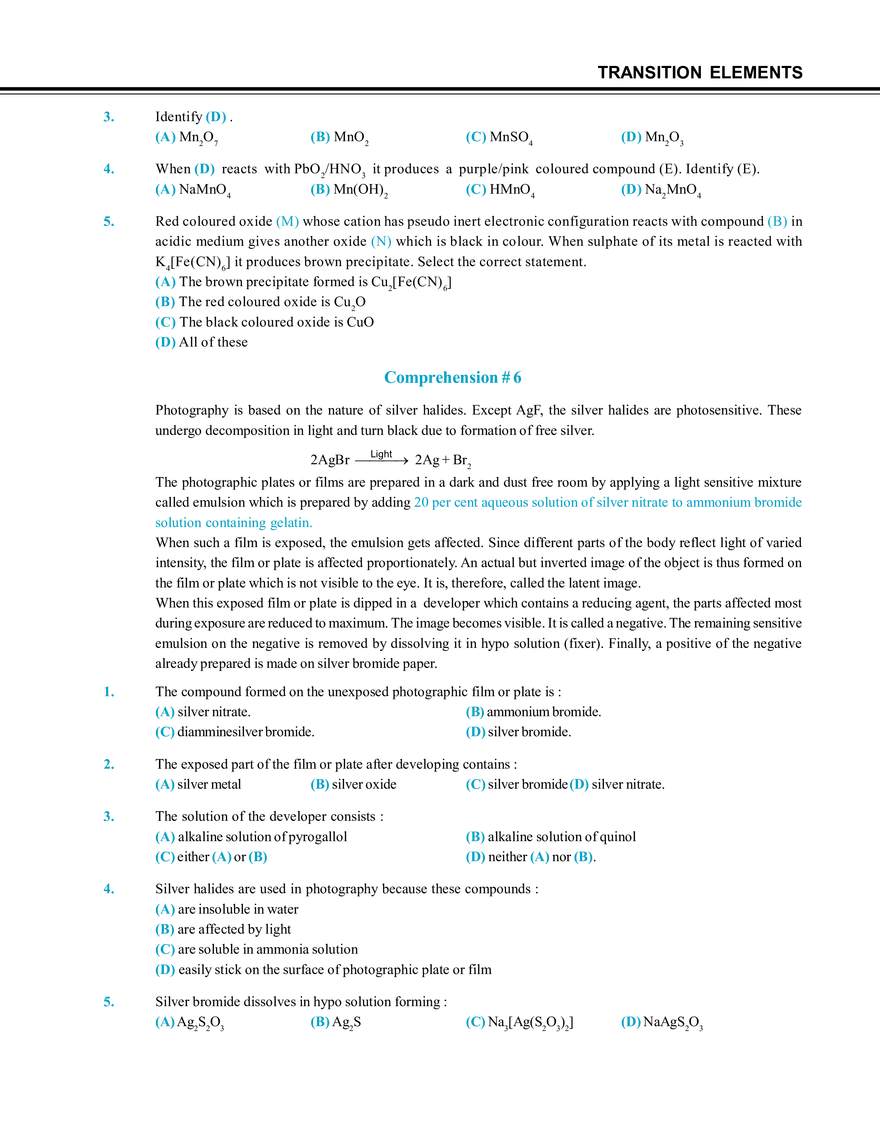 Transition Elements Exercise # 3 - Page 5