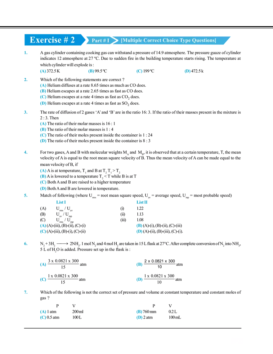 Gaseous State Exercise # 2 - Page 1