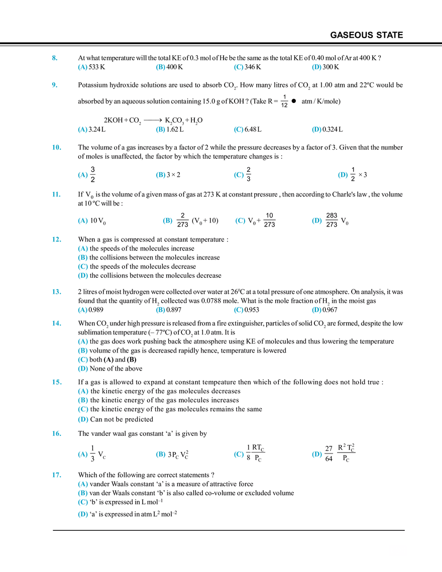 Gaseous State Exercise # 2 - Page 2