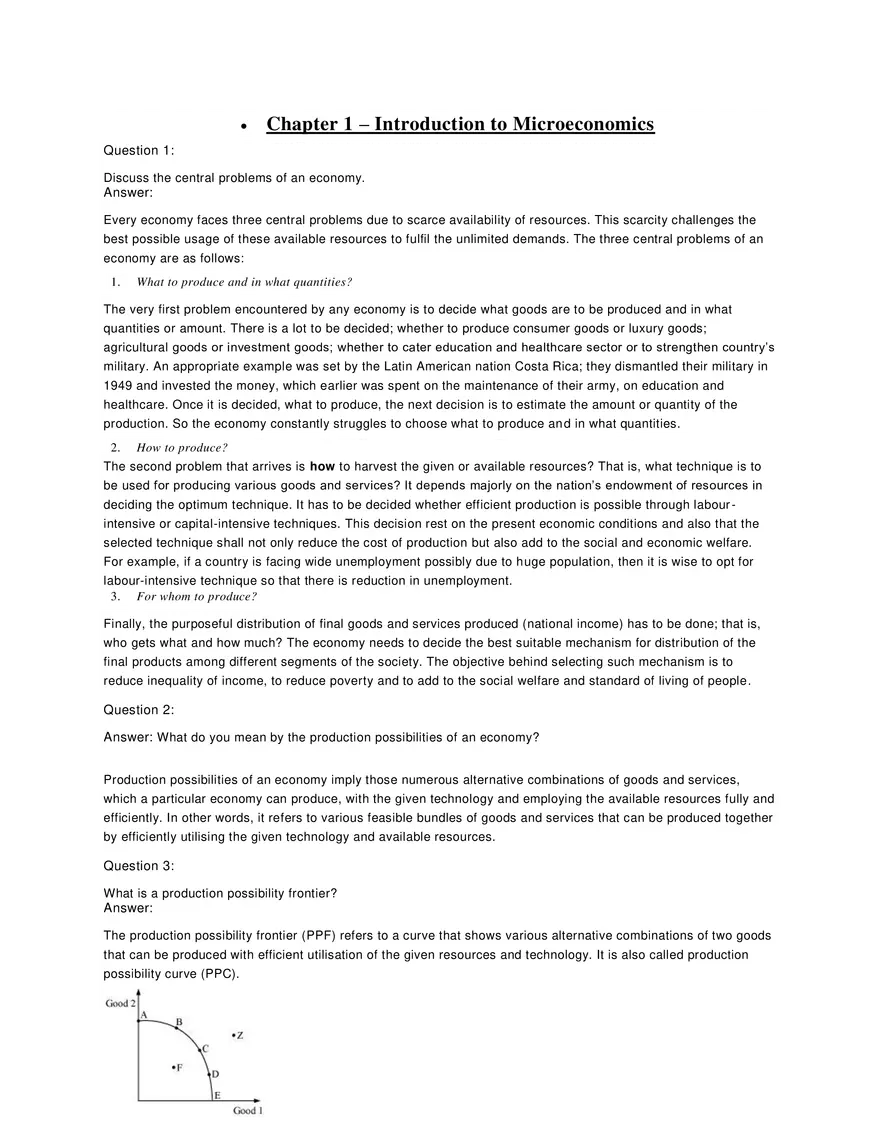 Chapter 1 – Introduction to Microeconomics Answers - Page 1