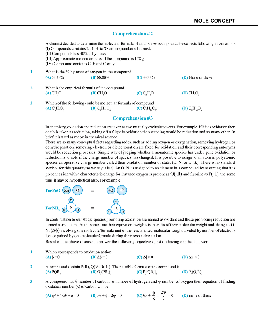 Mole Concept Exercise # 3 - Page 3