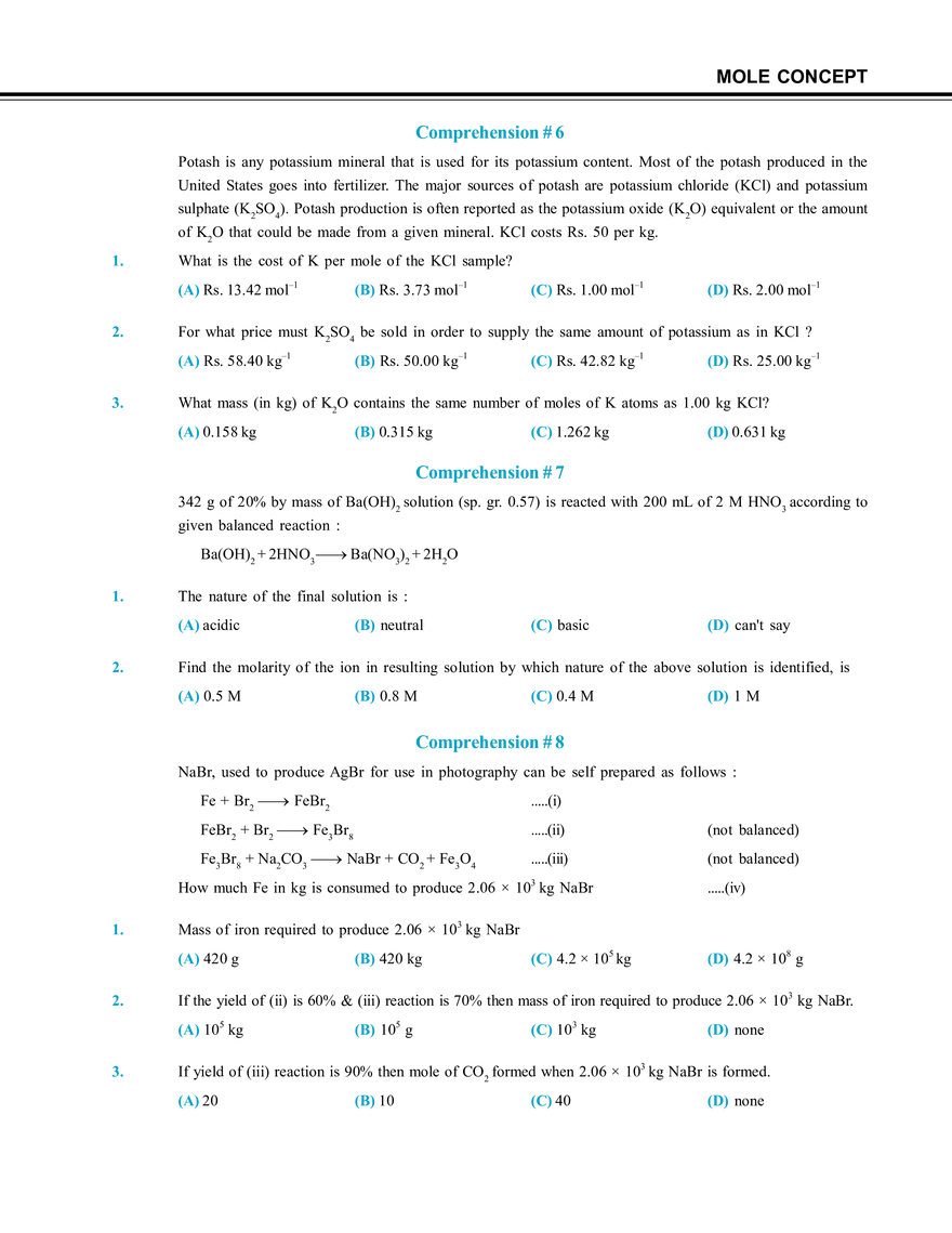 Mole Concept Exercise # 3 - Page 5