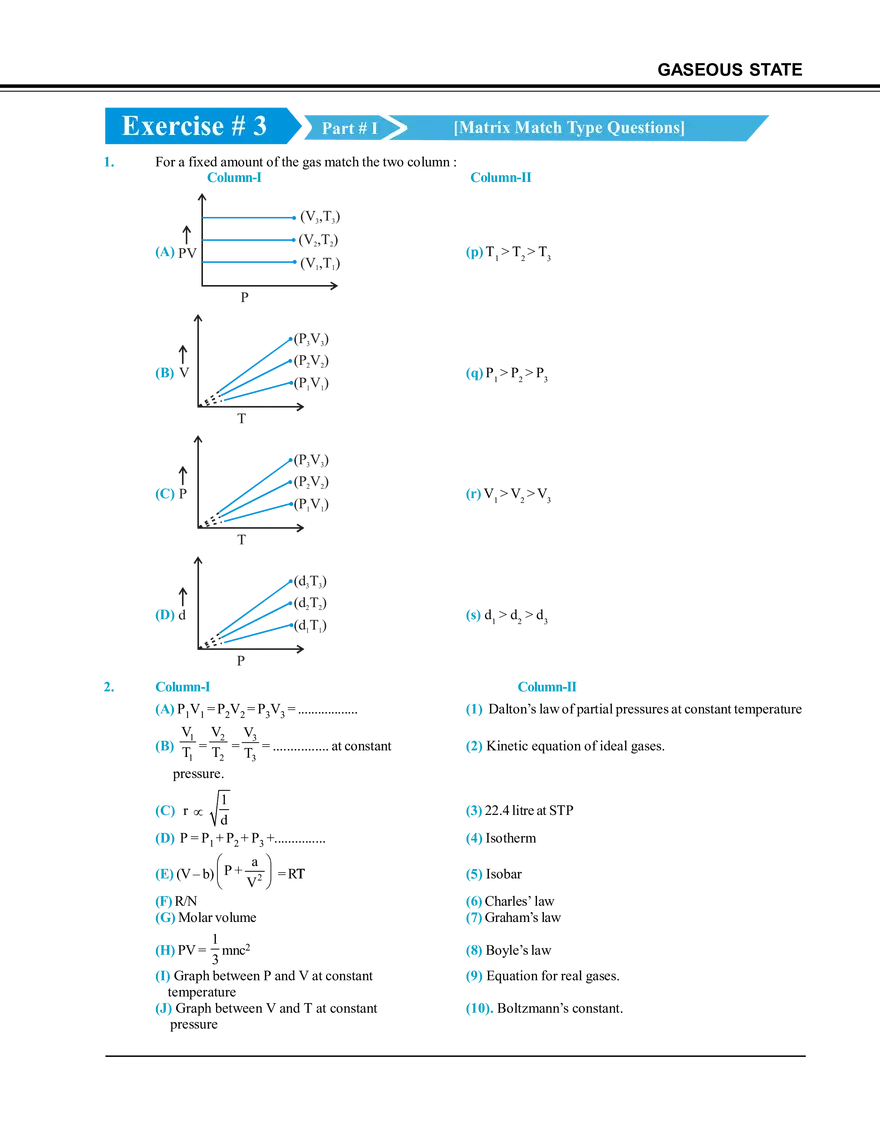 Gaseous State Exercise # 3 - Page 1