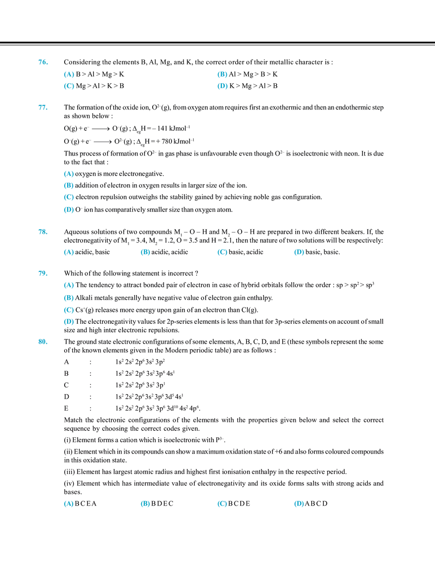 Periodic Table and Its Properties Exercise # 1 - Page 8