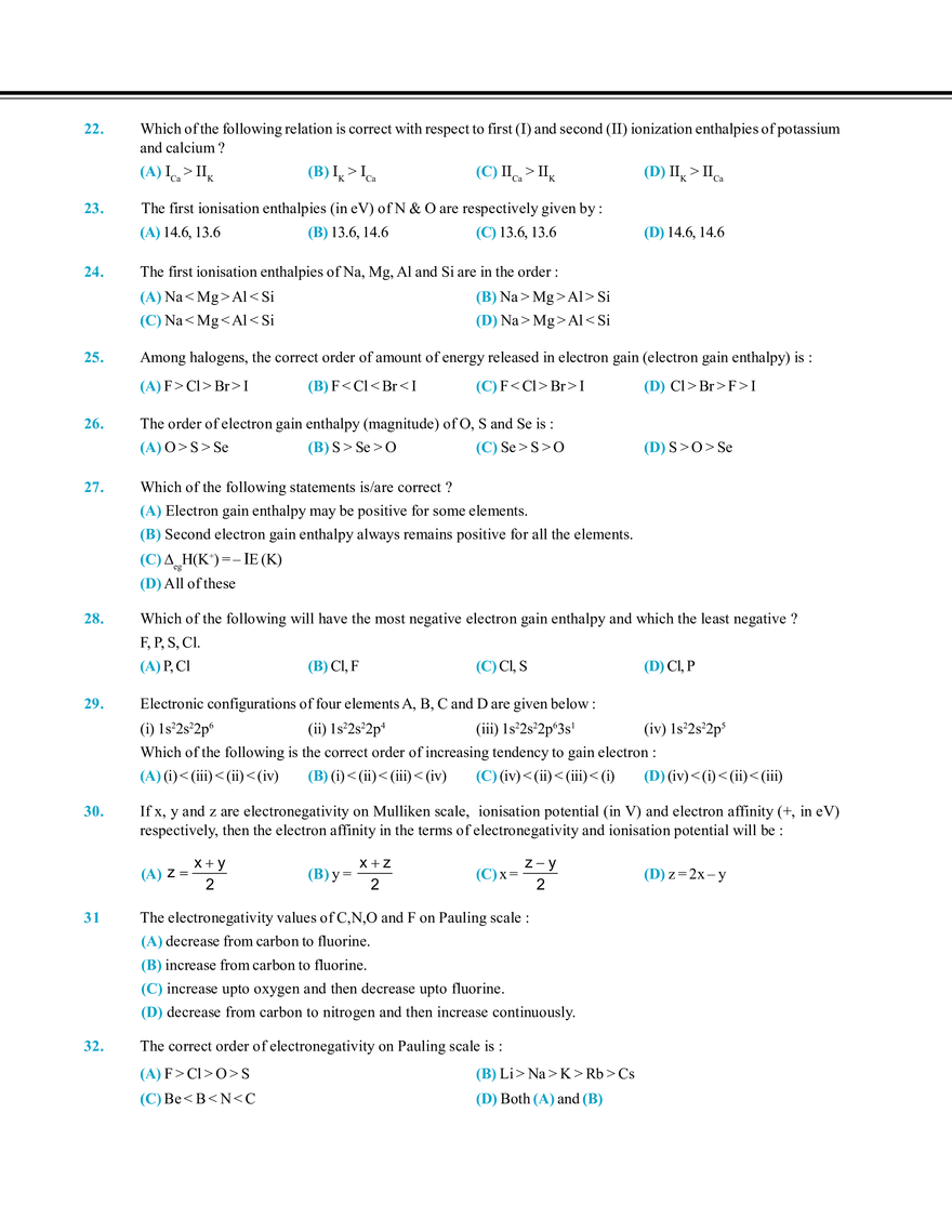 Periodic Table and Its Properties Exercise # 1 - Page 4