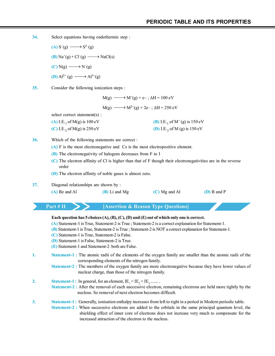 Periodic Table and Its Properties Exercise # 2 - Page 4