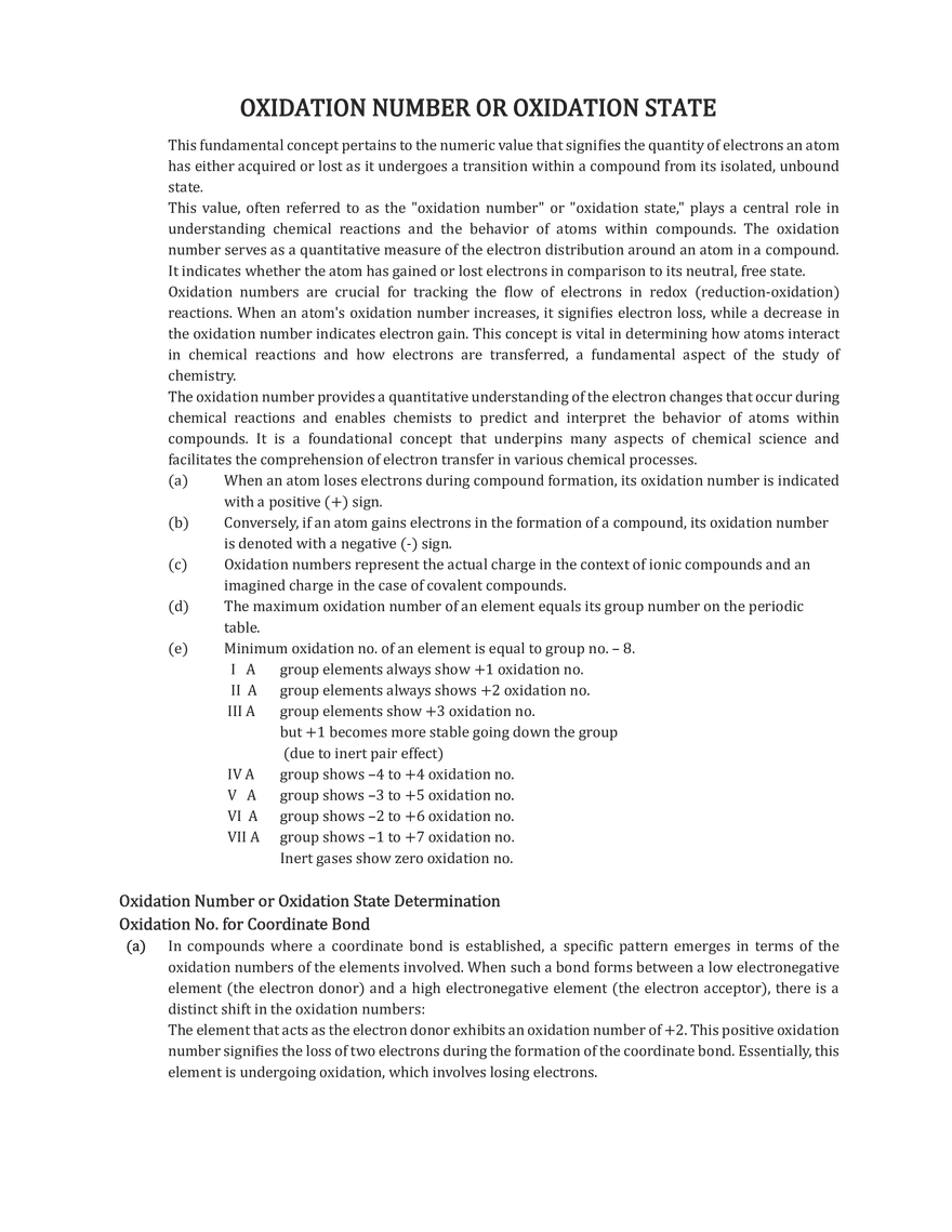 Oxidation Number or Oxidation State - Page 1