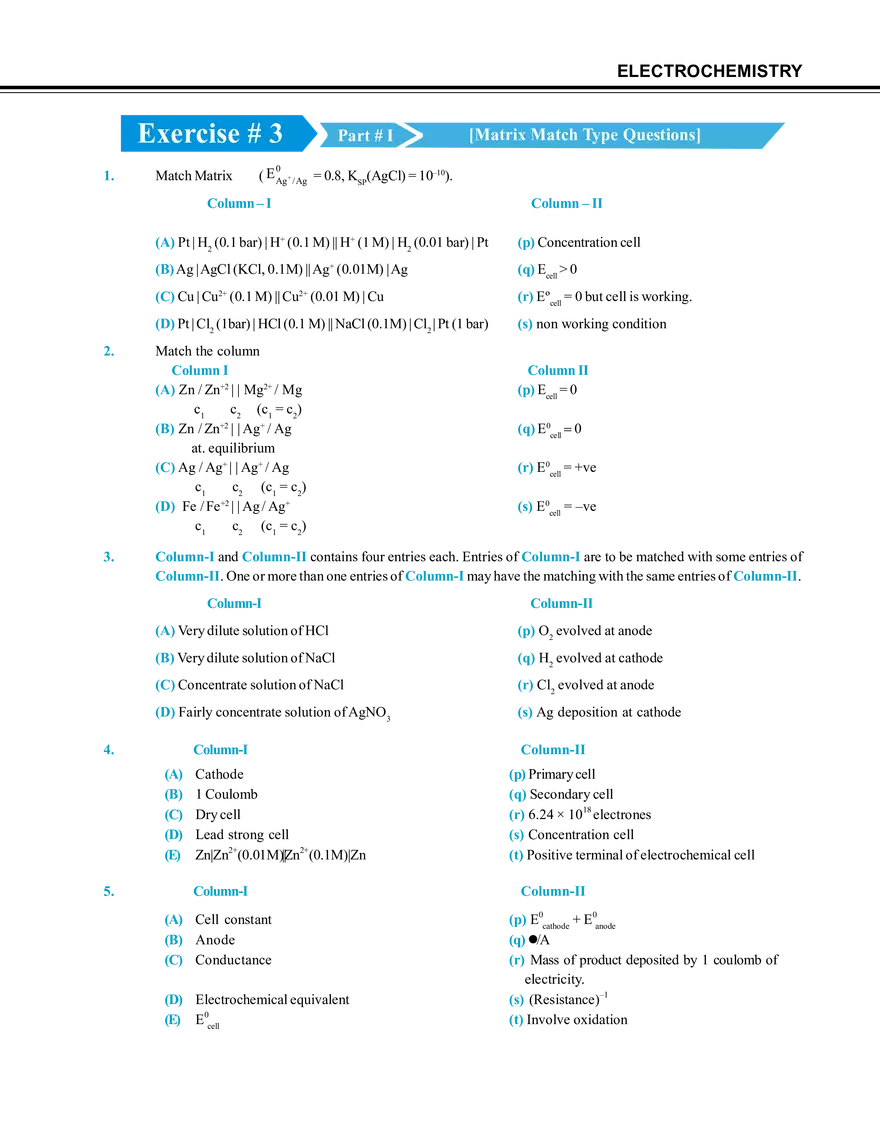 Electrochemistry Exercise # 3 - Page 1