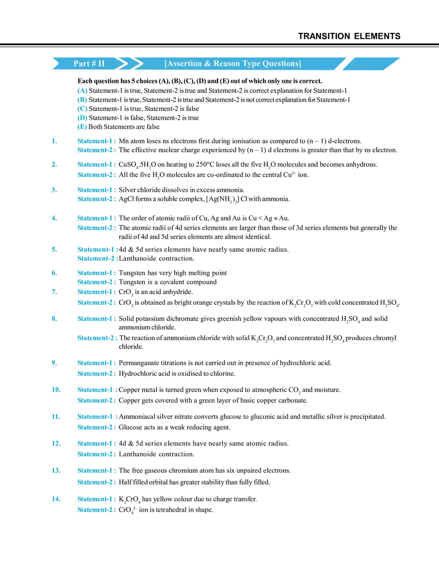 Transition Elements Exercise # 2 - Page 8