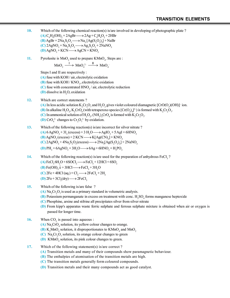Transition Elements Exercise # 2 - Page 2