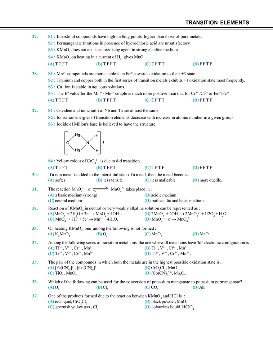 Transition Elements Exercise # 2 - Page 4