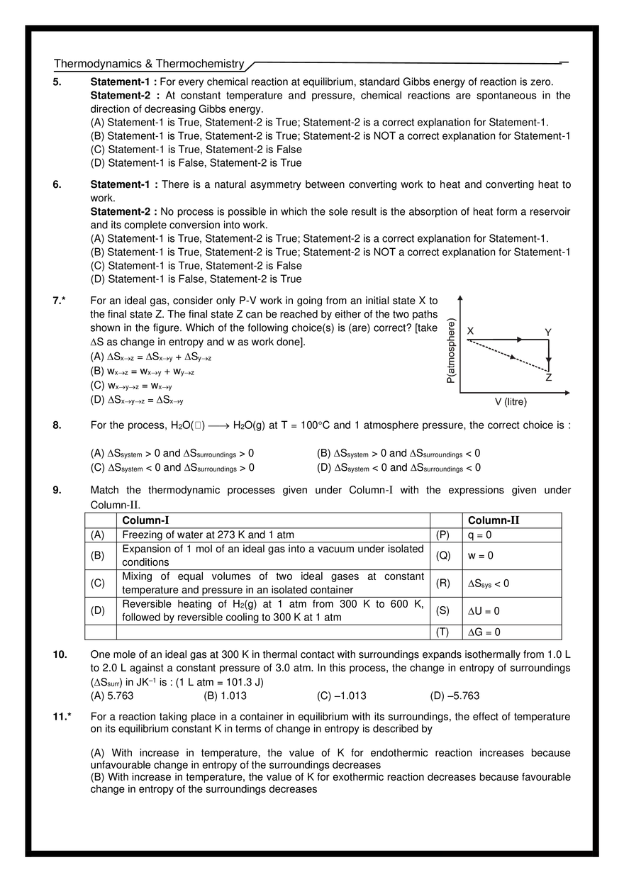 Thermodynamics & Thermochemistry Exercises - Page 12