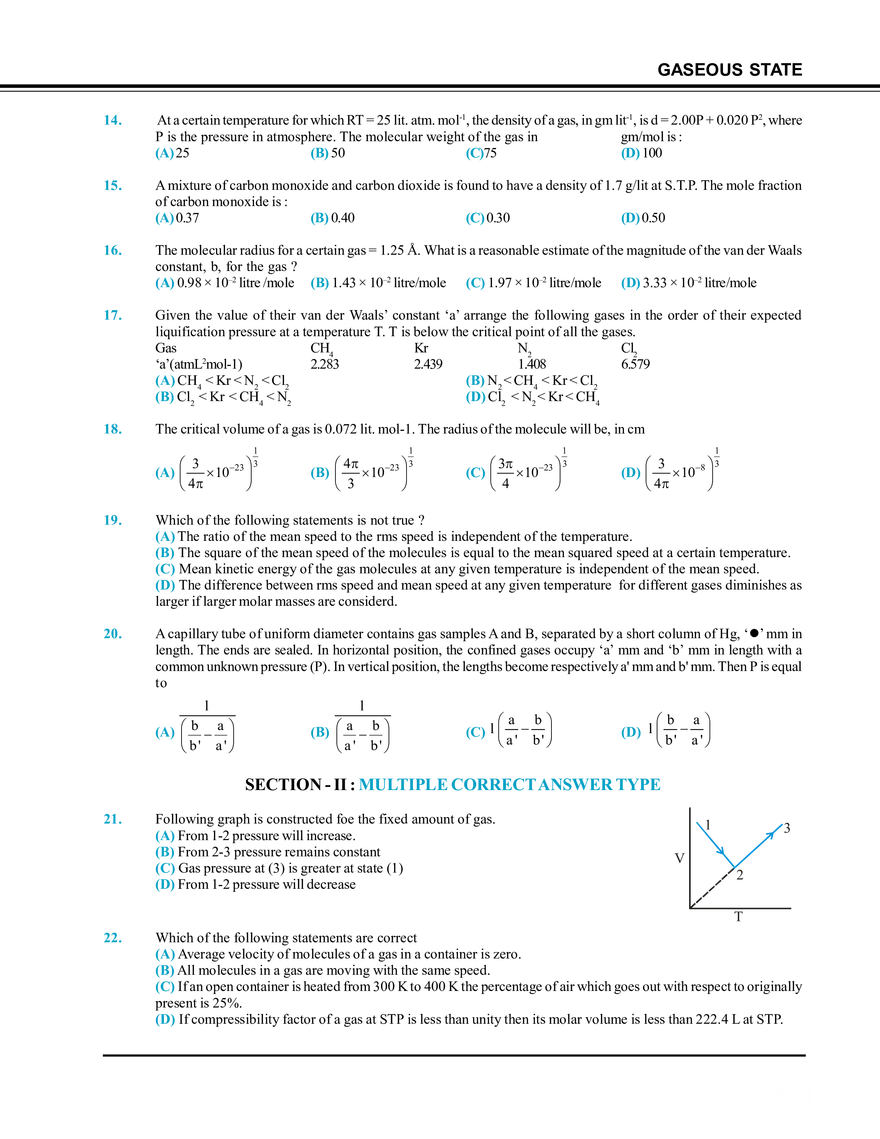 Gaseous State Mock Test - Page 3