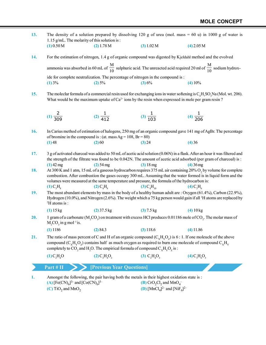 Mole Concept Exercise # 5 - Page 2