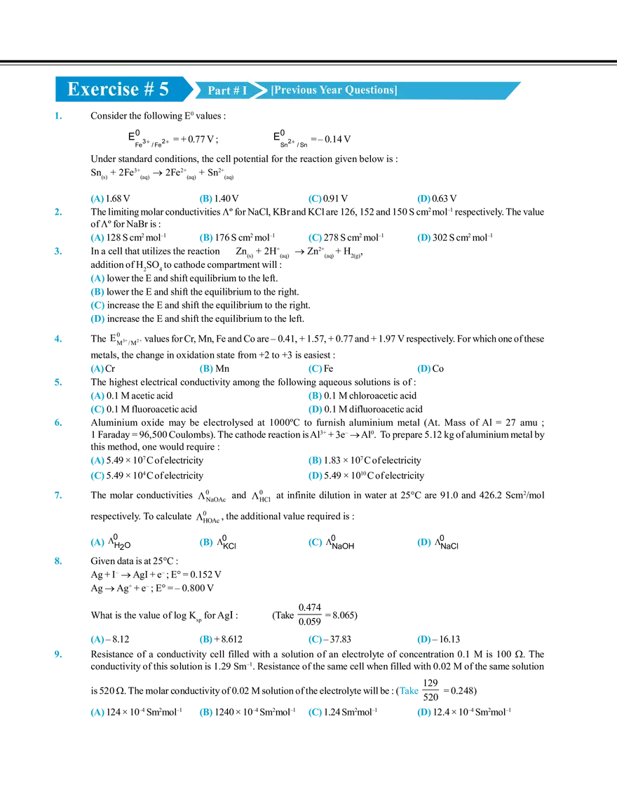 Electrochemistry Exercise # 5 - Page 1