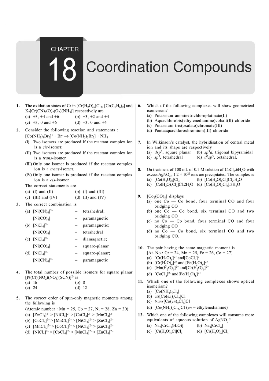 Chapter 18 Coordination Compounds - Page 1