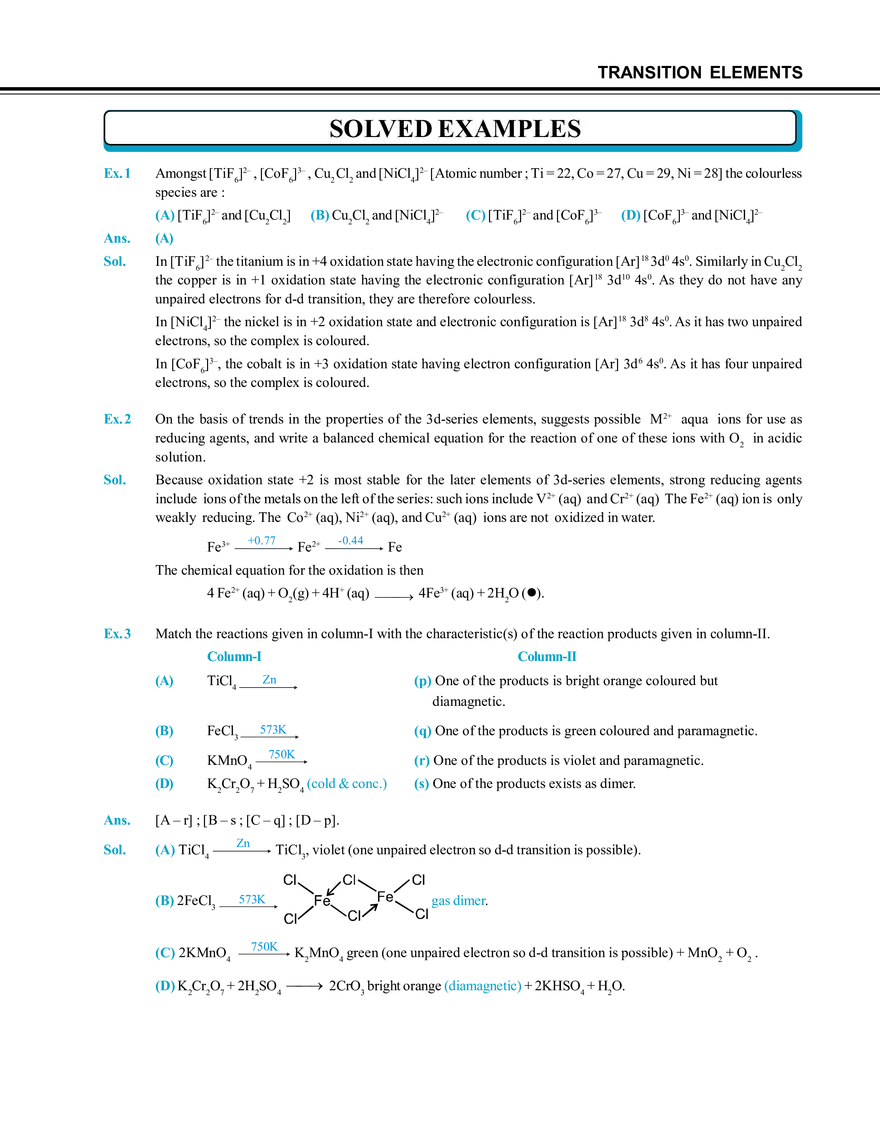 Transition Elements Solved Examples - Page 1