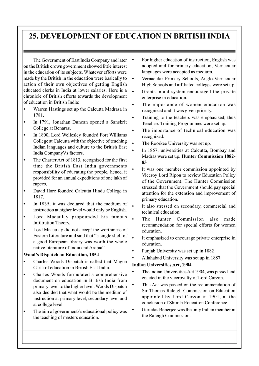 25. Development of Education in British India - Page 1