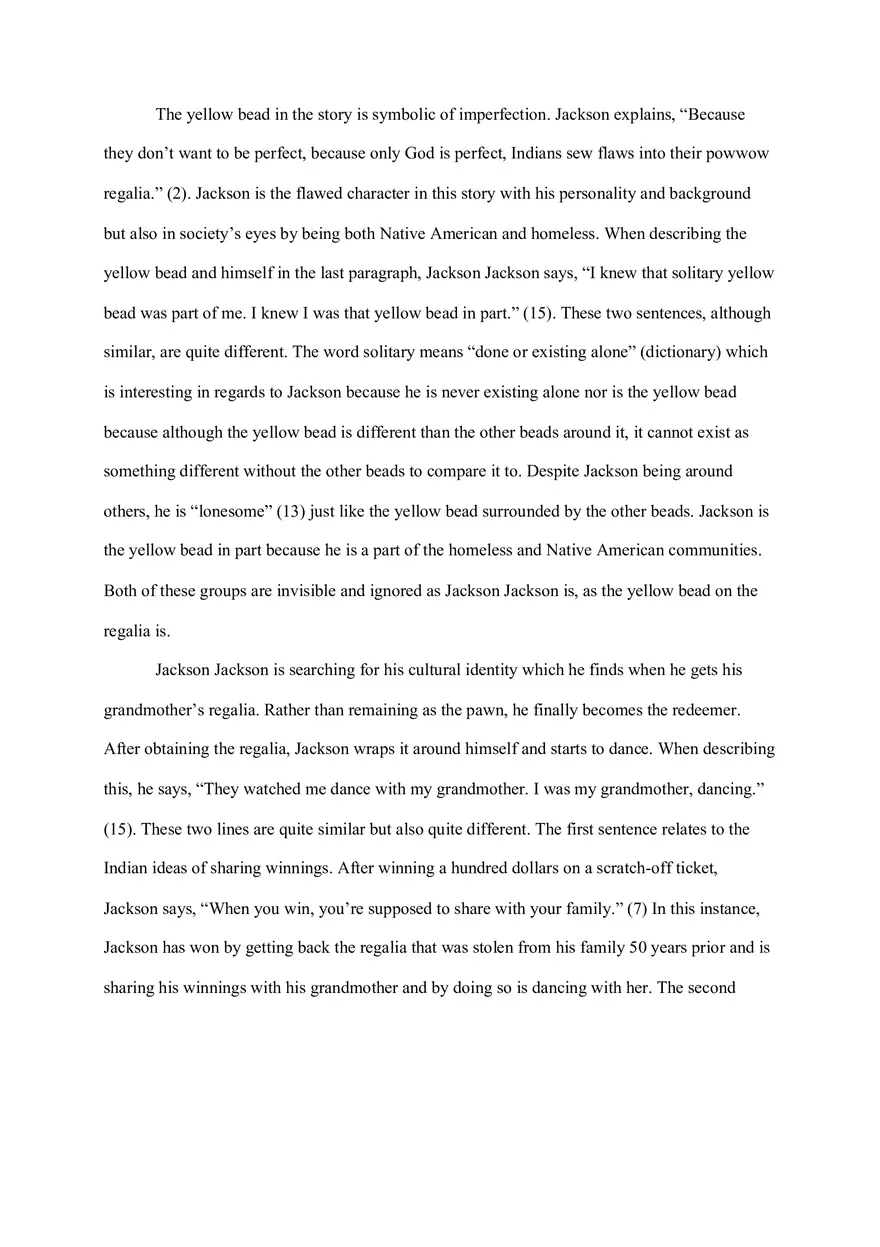 Critical Analysis Essay #2 Sherman Alexie What You Pawn I Will Redeem - Page 2