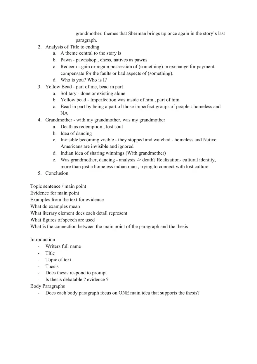 Critical Analysis Essay #2 Sherman Alexie What You Pawn I Will Redeem - Page 5