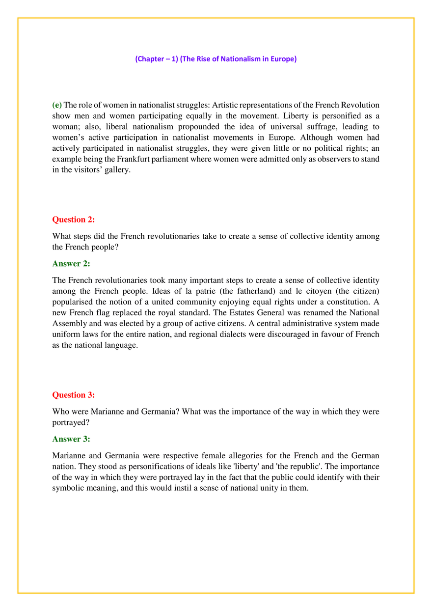 Chapter – 1 The Rise of Nationalism in Europe Answers - Page 2