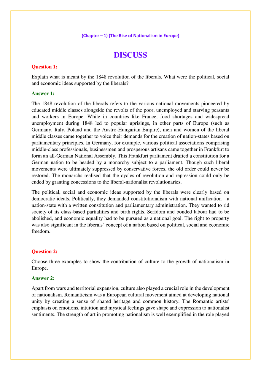 Chapter – 1 The Rise of Nationalism in Europe Answers - Page 4