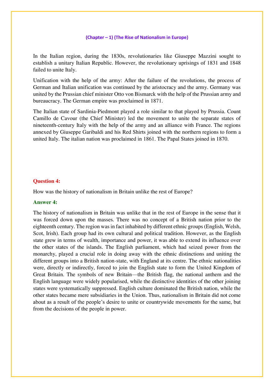 Chapter – 1 The Rise of Nationalism in Europe Answers - Page 6