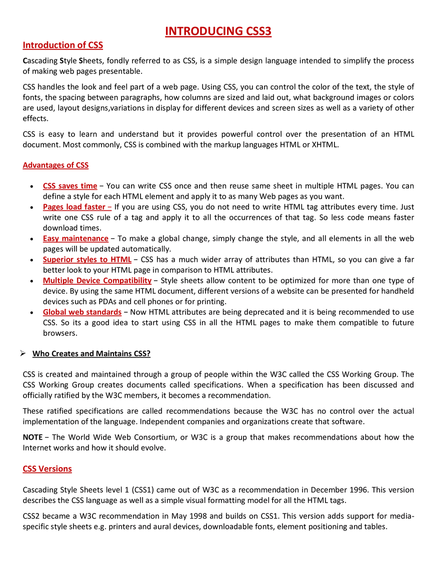 Introduction of CSS - Page 1