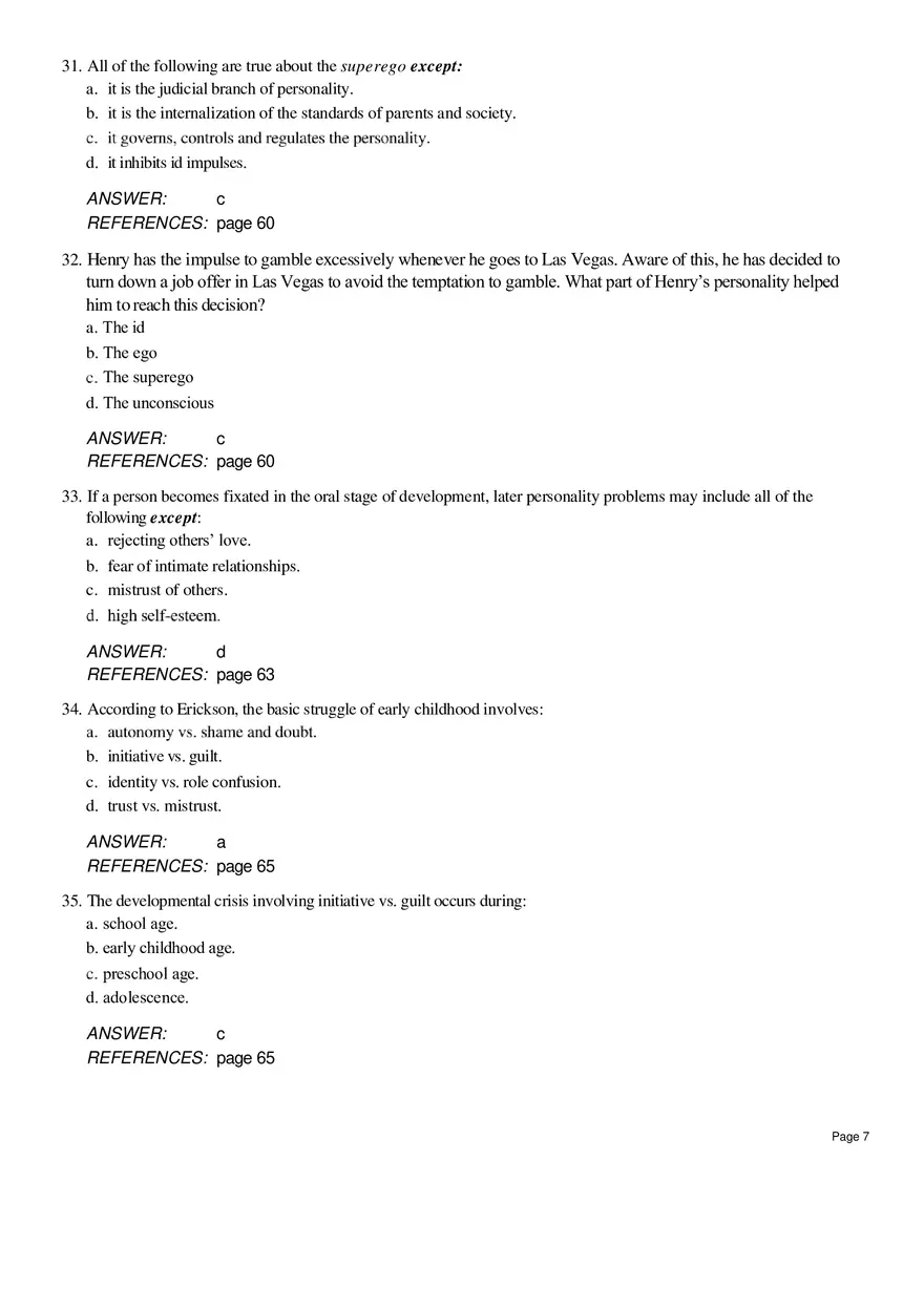 Chapter 4 Psychoanalytic Therapy Multiple Choice - Page 8