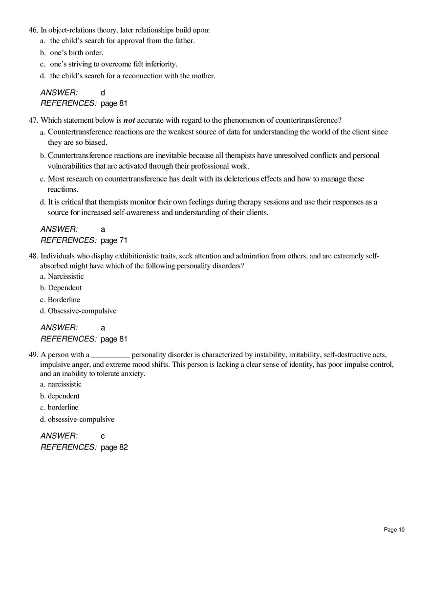 Chapter 4 Psychoanalytic Therapy Multiple Choice - Page 11