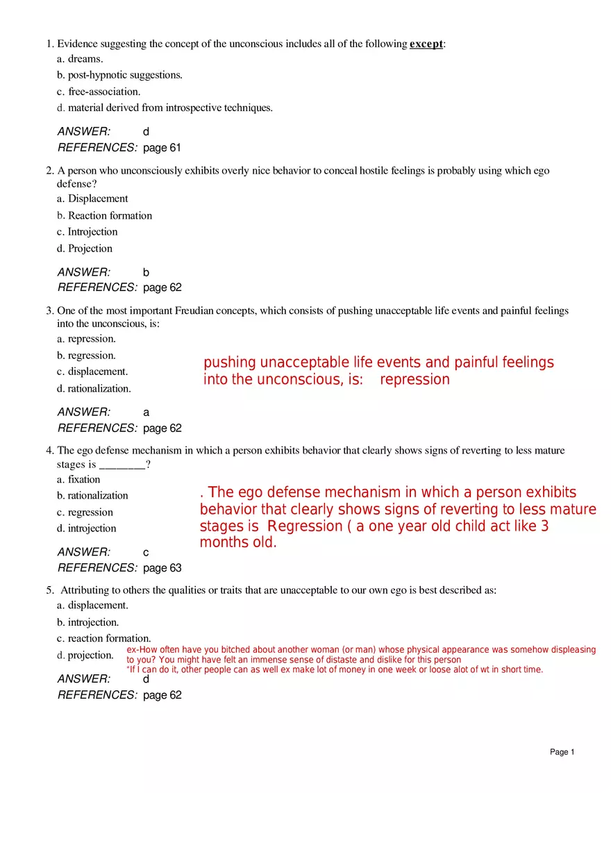 Chapter 4 Psychoanalytic Therapy Multiple Choice - Page 1