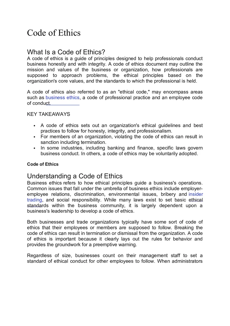 Code of Ethics - Page 1