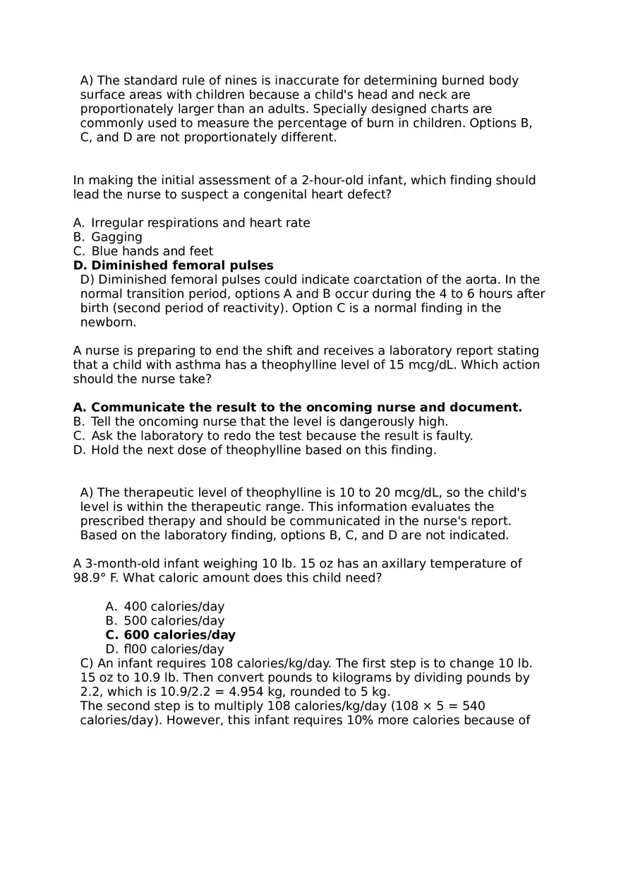 Pediatric Hesi Multiple Choice - Page 7