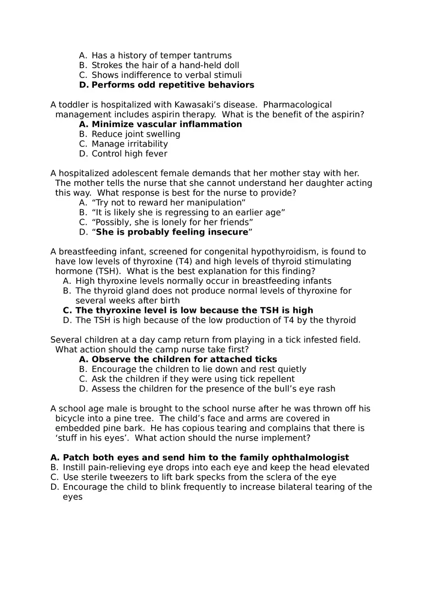 Pediatric Hesi Multiple Choice - Page 3