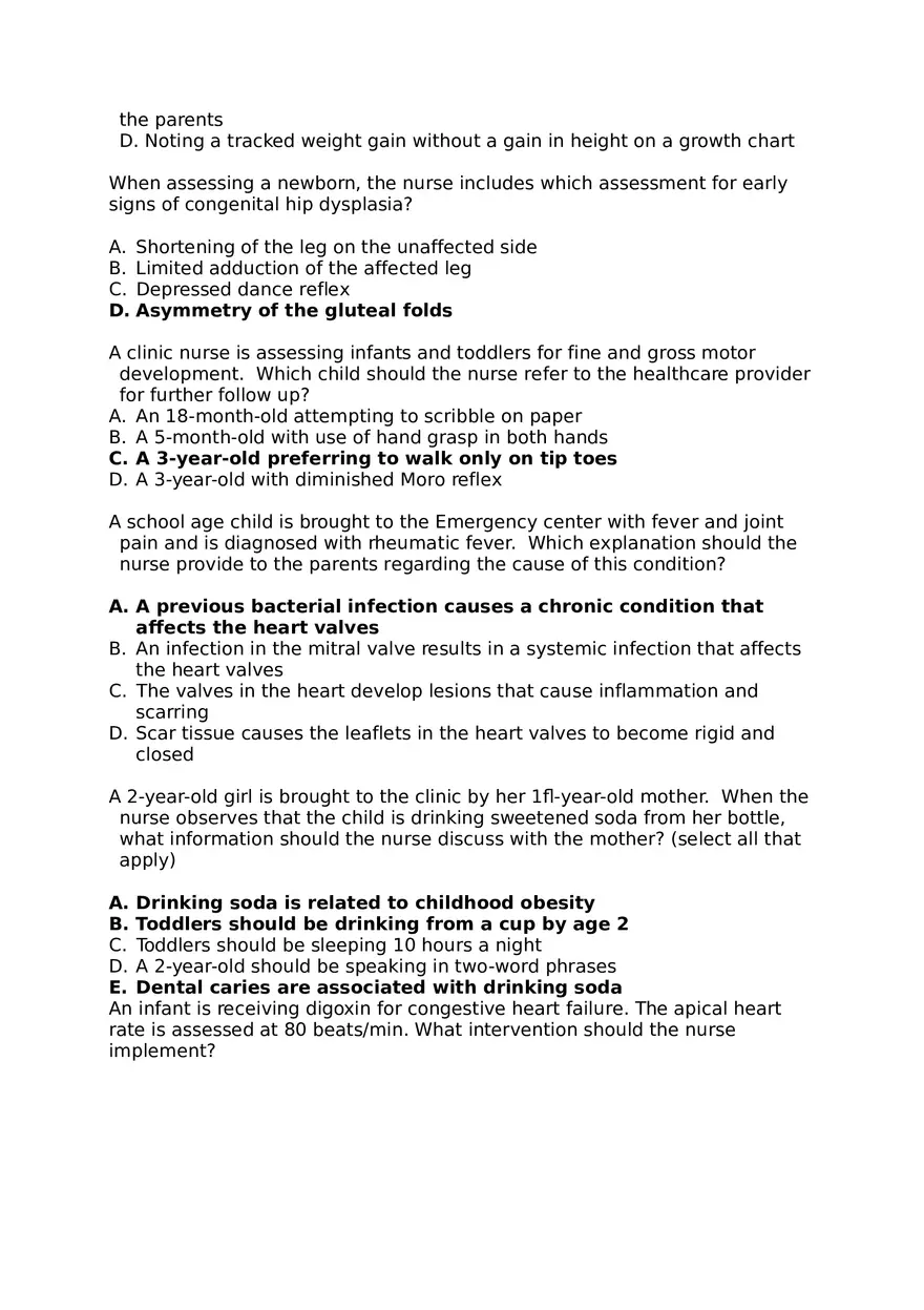 Pediatric Hesi Multiple Choice - Page 5