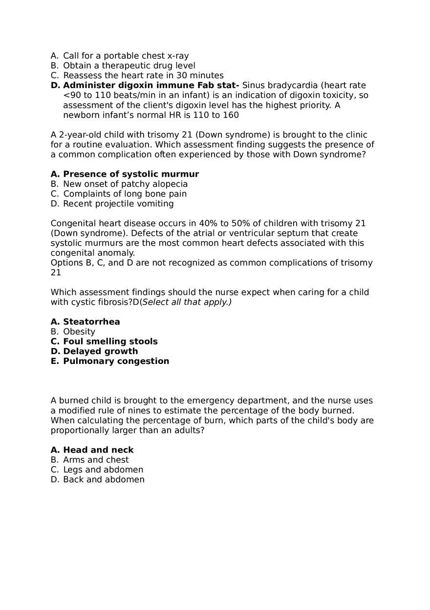 Pediatric Hesi Multiple Choice - Page 6