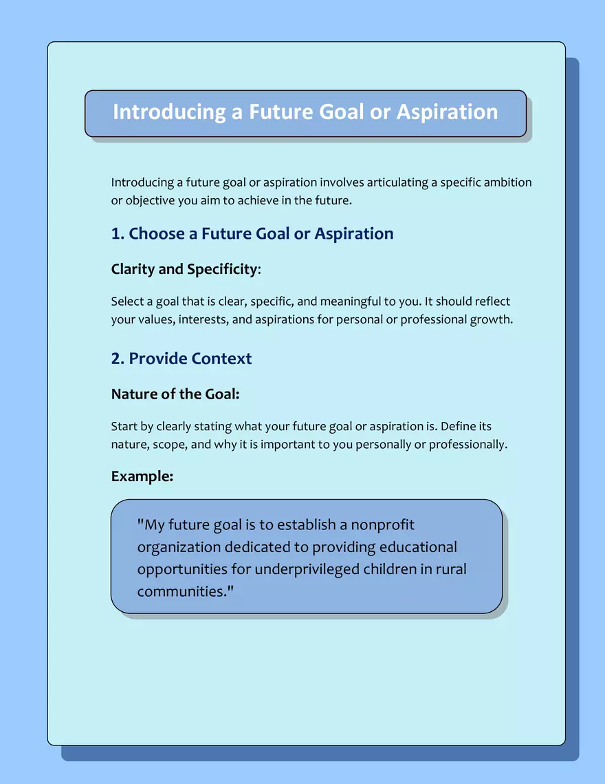 Introducing a Future Goal or Aspiration - Page 1