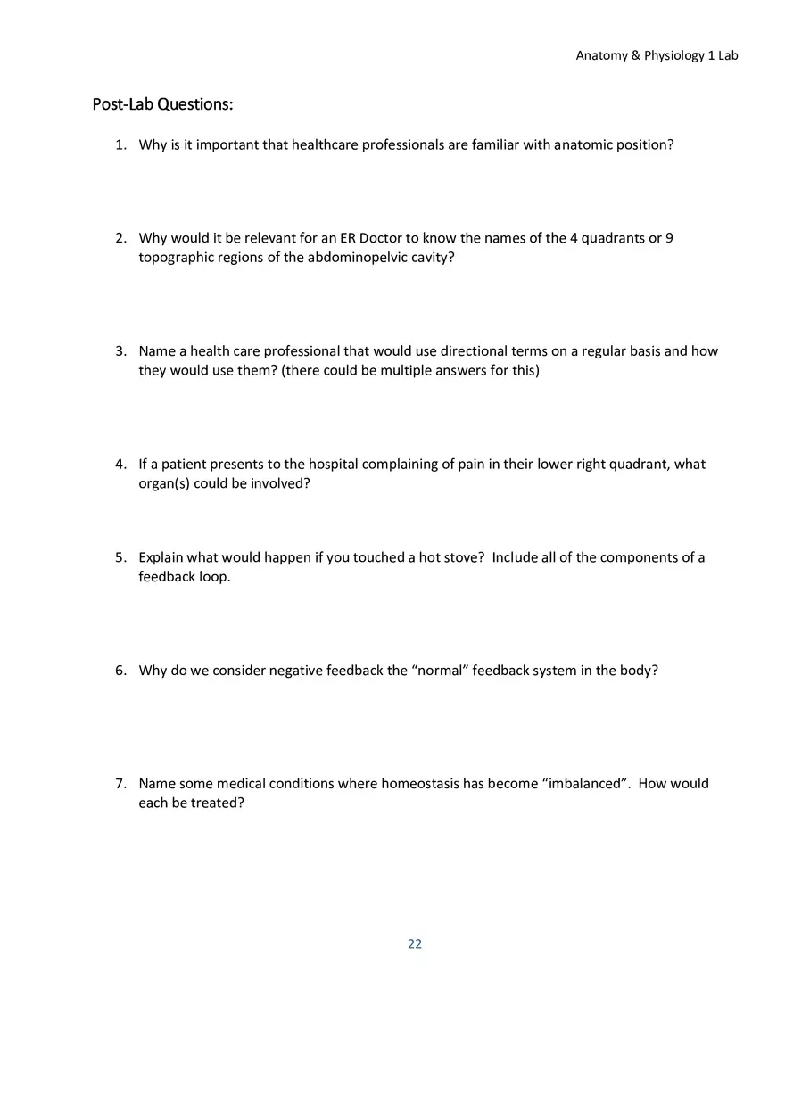 Lab 1 Body Plan and Homeostasis - Page 11