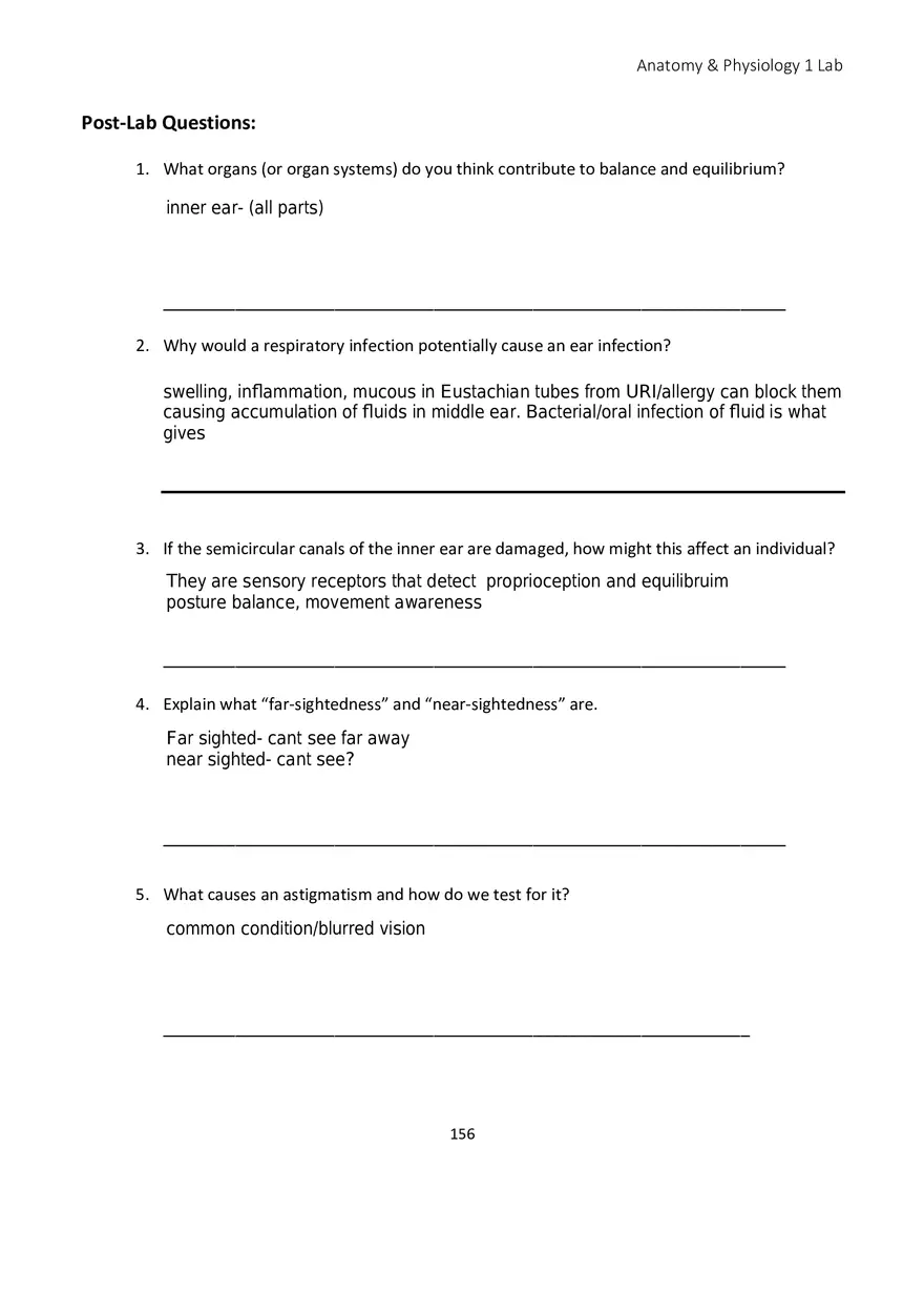 Lab 9 Sensory Organs Eye and Ear - Page 5