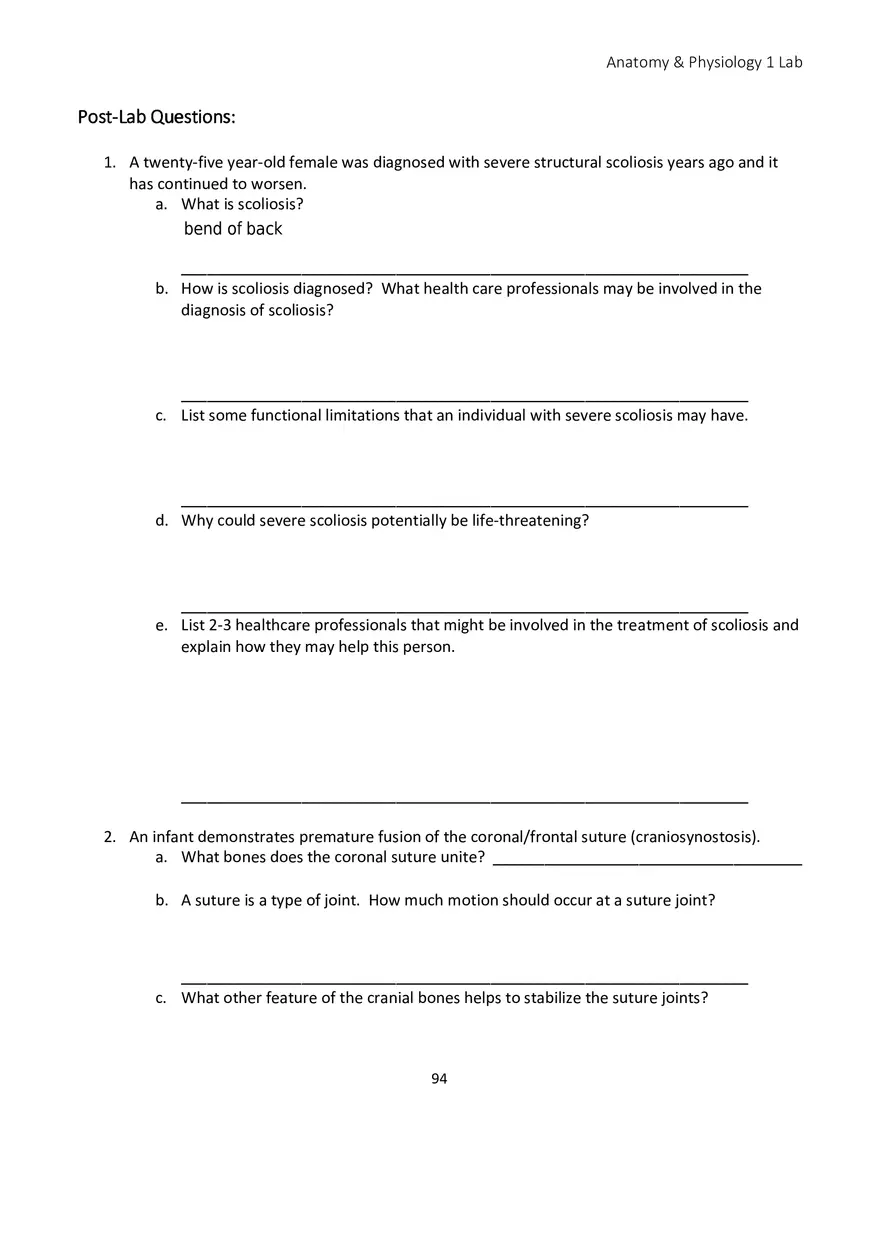 Lab 5 Skeletal System Axial Skeleton - Page 19