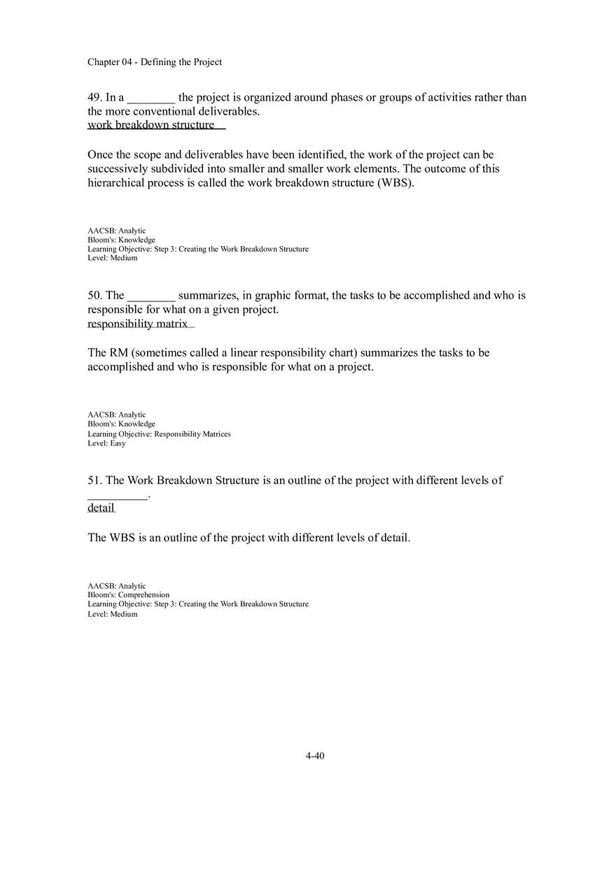 Chapter 04 Defining the Project Fill in the Blank - Page 7