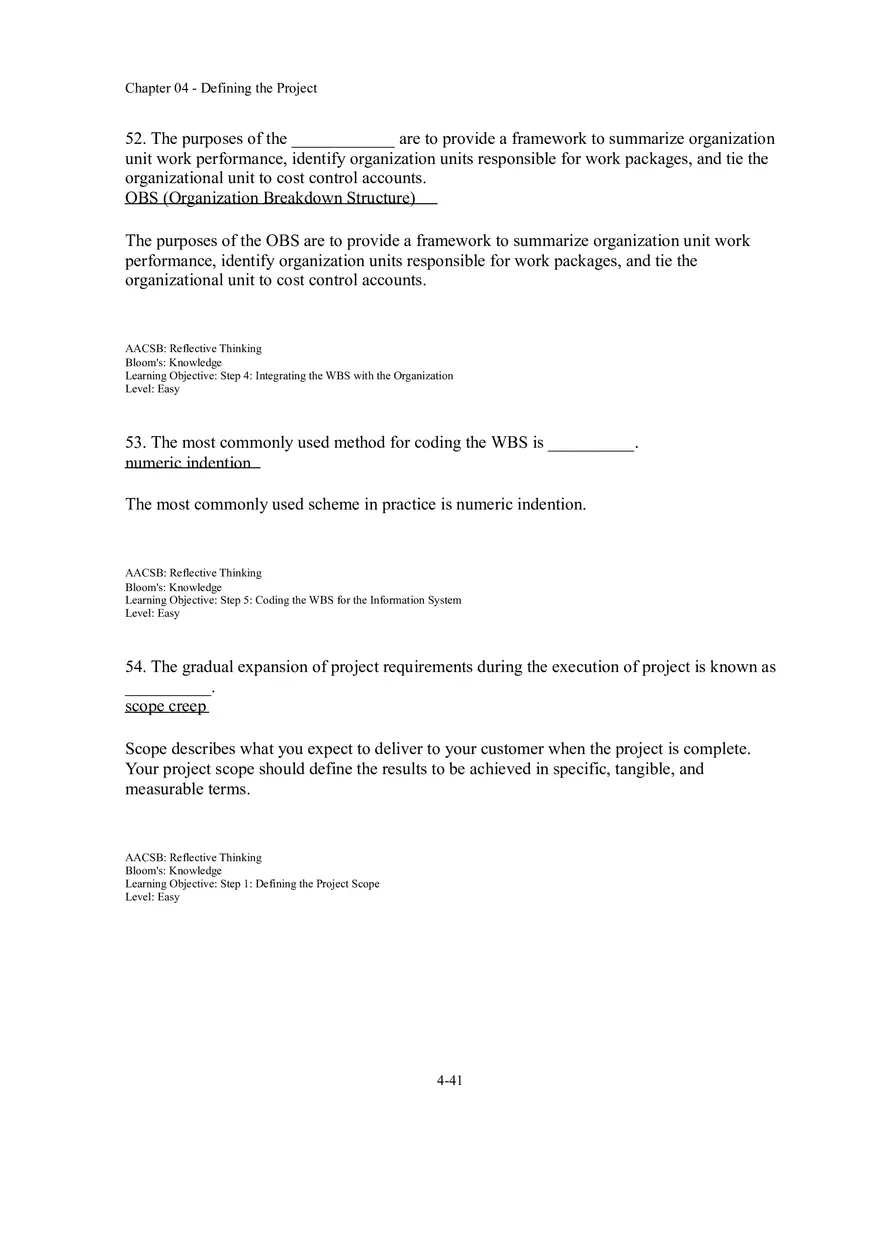 Chapter 04 Defining the Project Fill in the Blank - Page 8