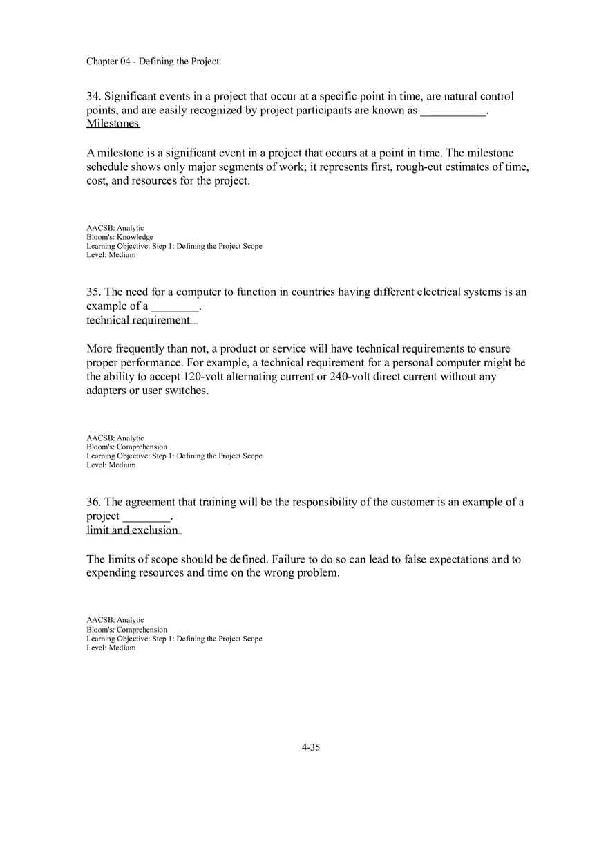 Chapter 04 Defining the Project Fill in the Blank - Page 2