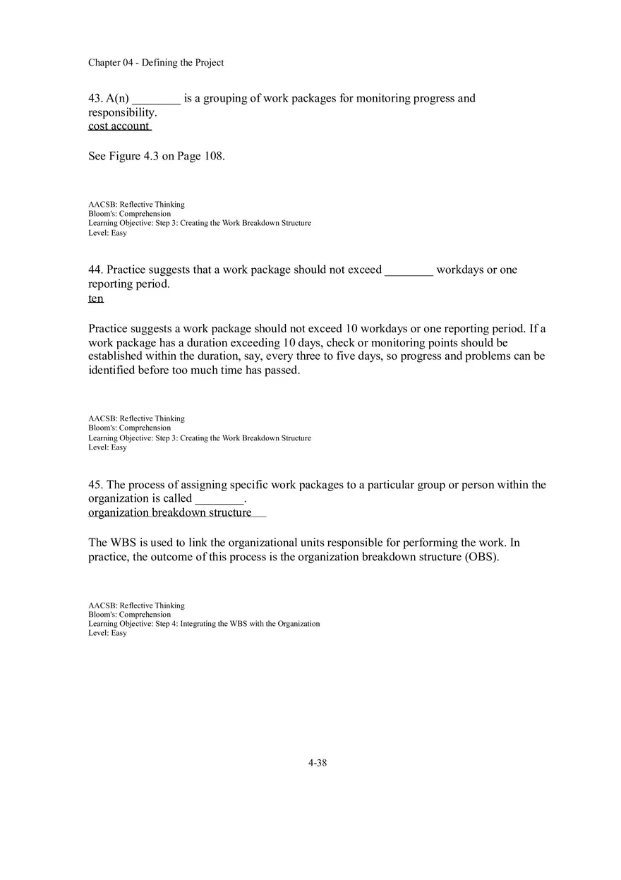 Chapter 04 Defining the Project Fill in the Blank - Page 5