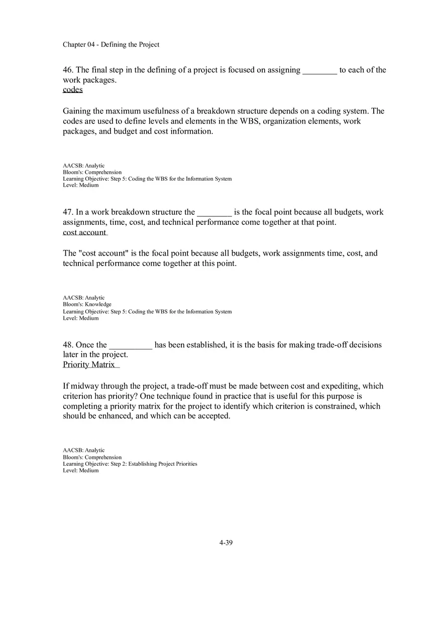 Chapter 04 Defining the Project Fill in the Blank - Page 6