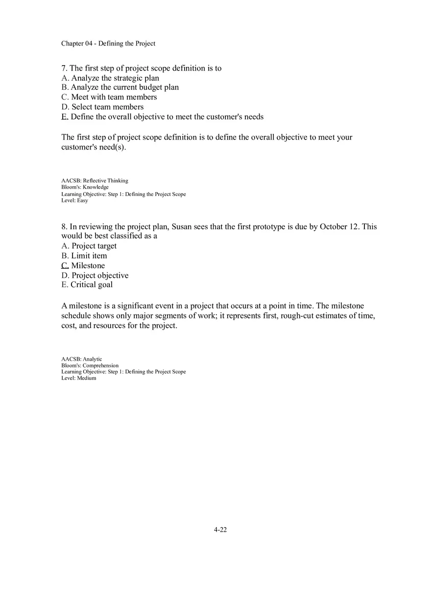 Chapter 04 Defining the Project Multiple Choice - Page 9